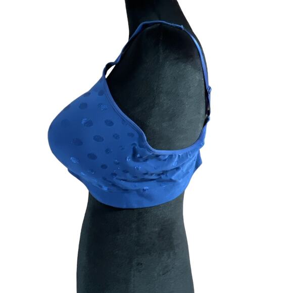 Hanes Wire Free  Padded Tee Shirt Bra Adjustable Plus Size 3XL Blue Polka Dot - Picture 3 of 10